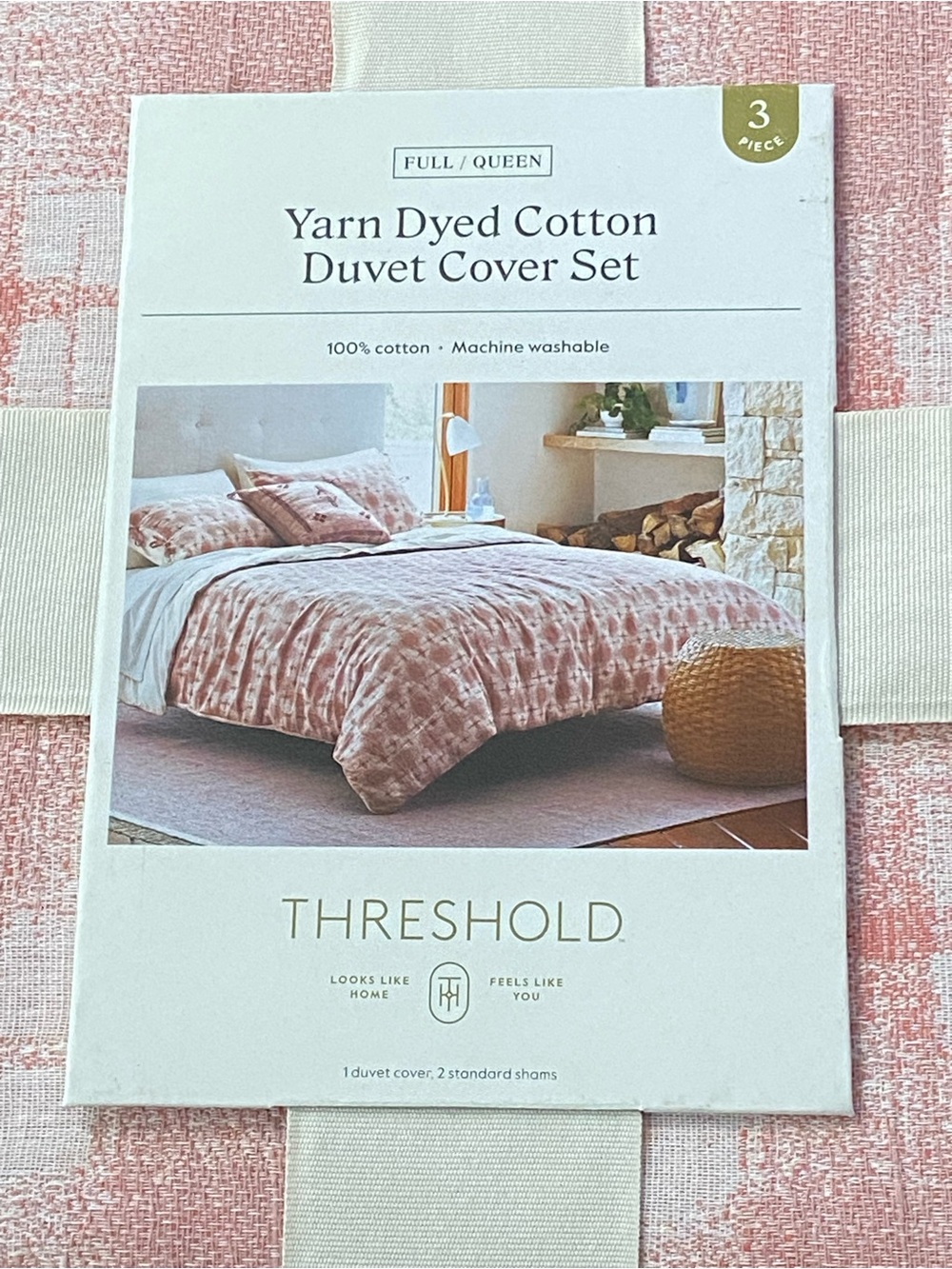 Duvet Cover 3pc set~Threshold Yarn-Dyed 100% Cotton (Size: Full/Queen)